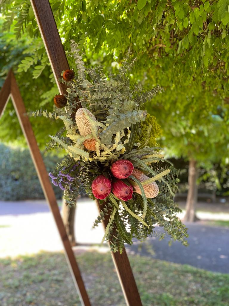 Arch flowers close up wedding ceremony Melbourne florist natives