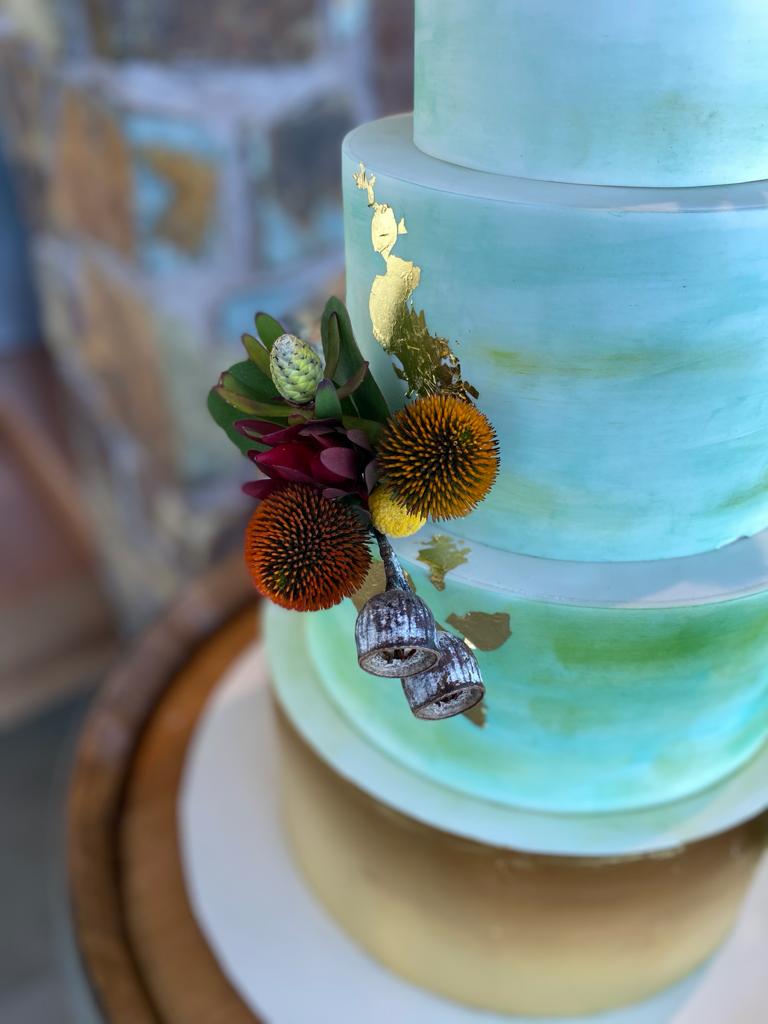 Cake flowers for weddings Studio Green Melbourne florist Floral Cake Topper