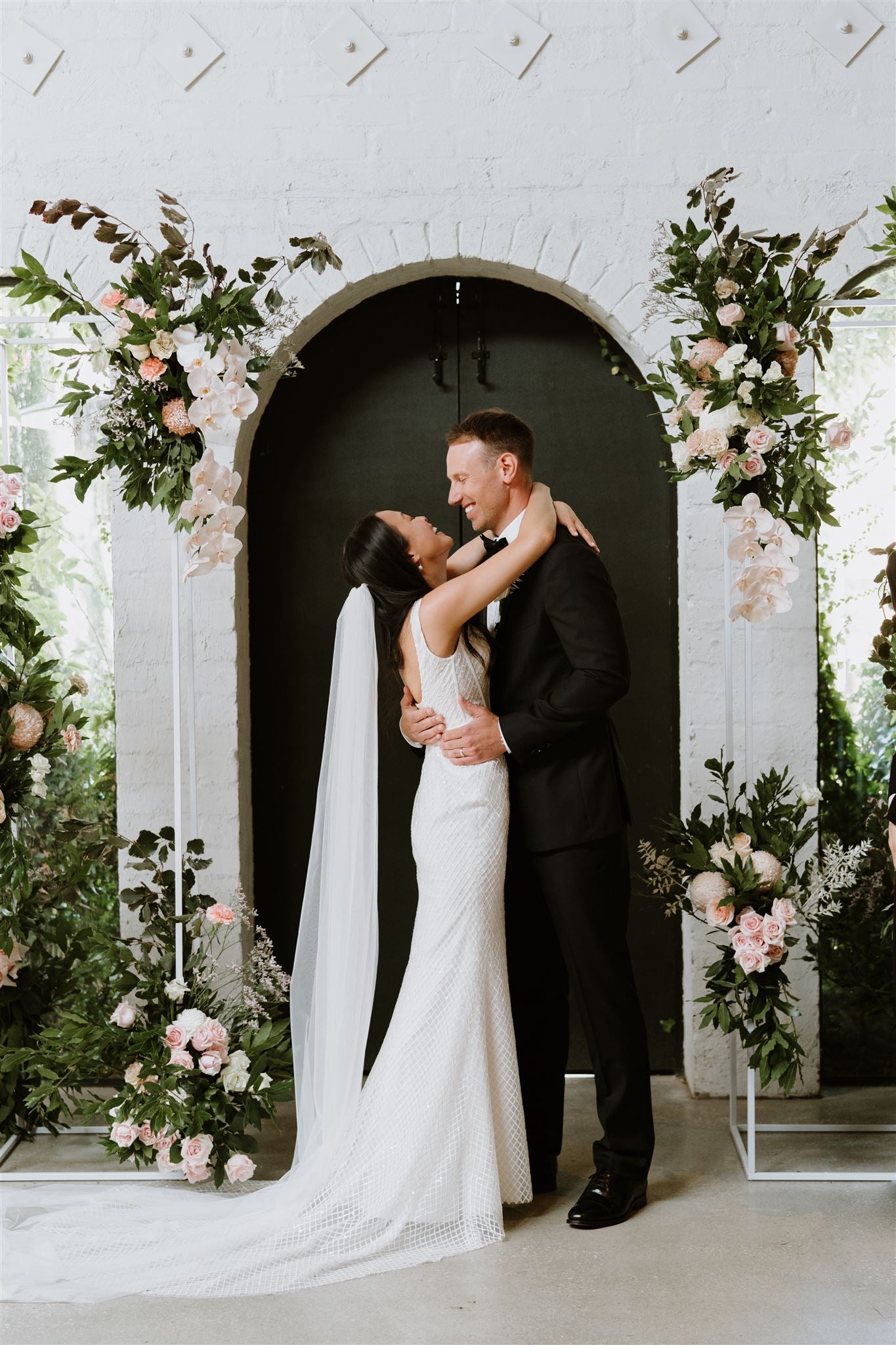 Elsa Campbell photo Floral ceremony backdrop by Studio Green Melbourne Half Acre